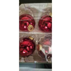 Boite de 4 Boules Rouges Brillantes