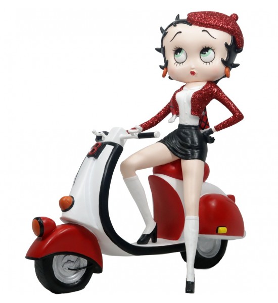 Betty Boop Scooter With Red Glitter Hat & Coat Glitter
