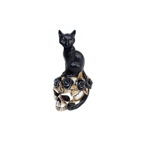 Mini Crâne avec un Chat Noir