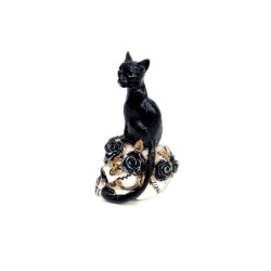Mini Crâne avec un Chat Noir