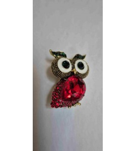 Broche Chouette Rouge