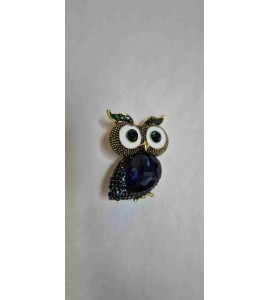 Broche Chouette Bleue