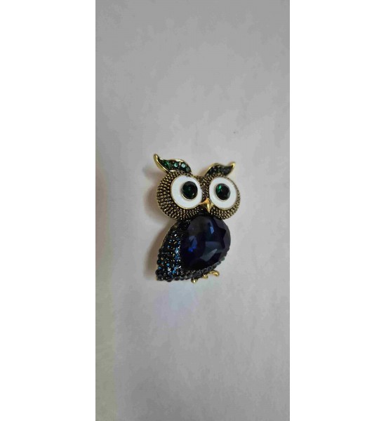 Broche Chouette Bleue