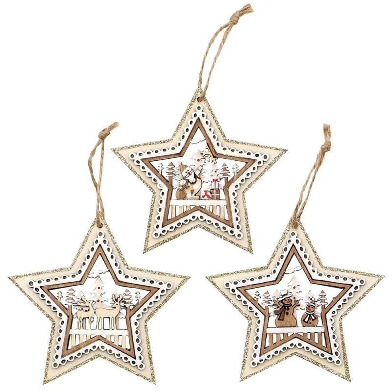 Lot de 3 Décorations en Bois