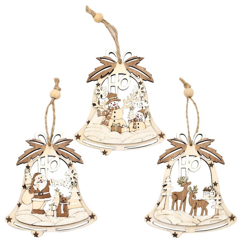 Lot de 3 Décorations en bois
