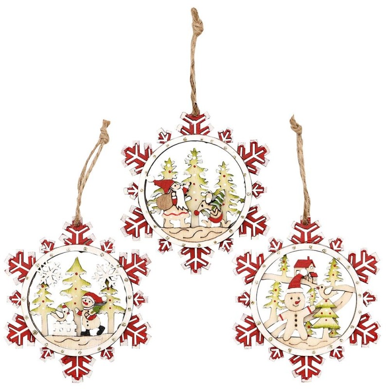 Lot de 3 Décorations en bois