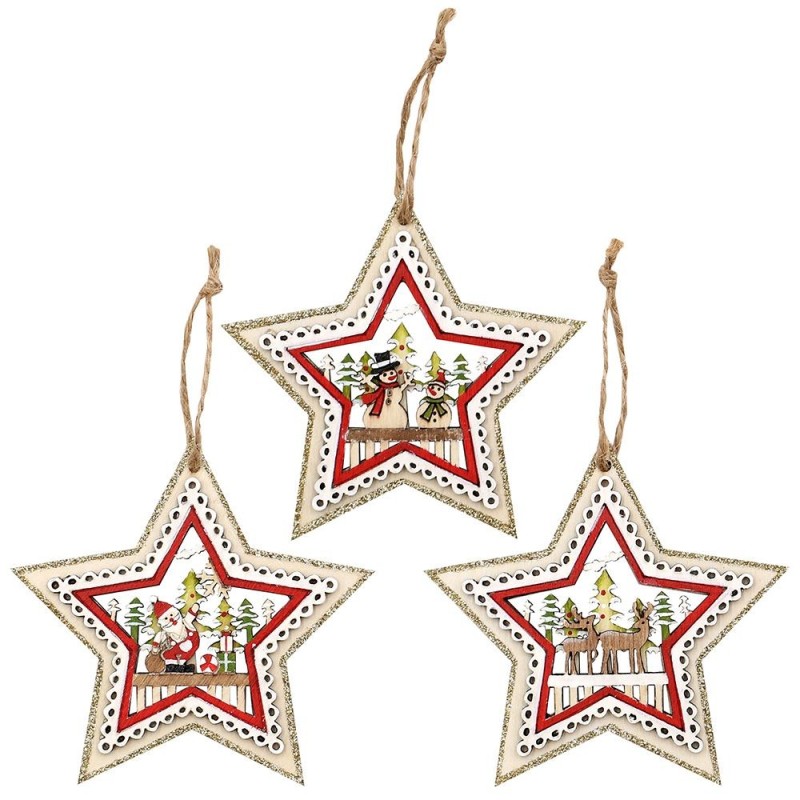 Lot de 3 Décorations en Bois