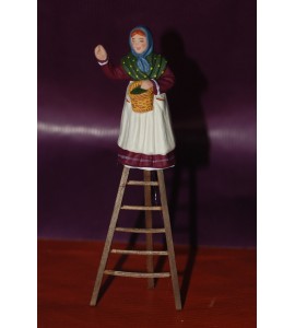 Cueilleuse d'olives sur échelle