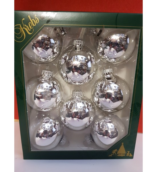 Boite de 8 Boules Argent Brillantes