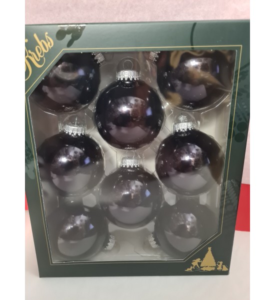 Boite de 8 Boules Noires Brillantes