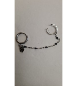 Boucle d'Oreille Double Rose Noire