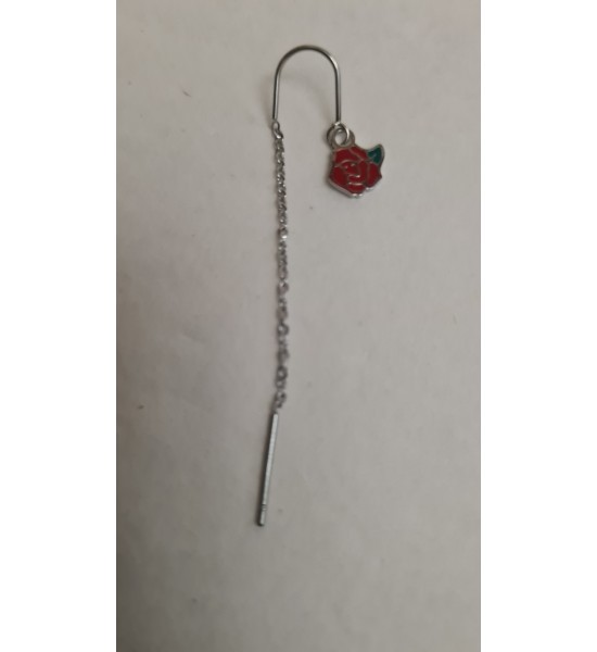 Boucle d'Oreille Rose Rouge